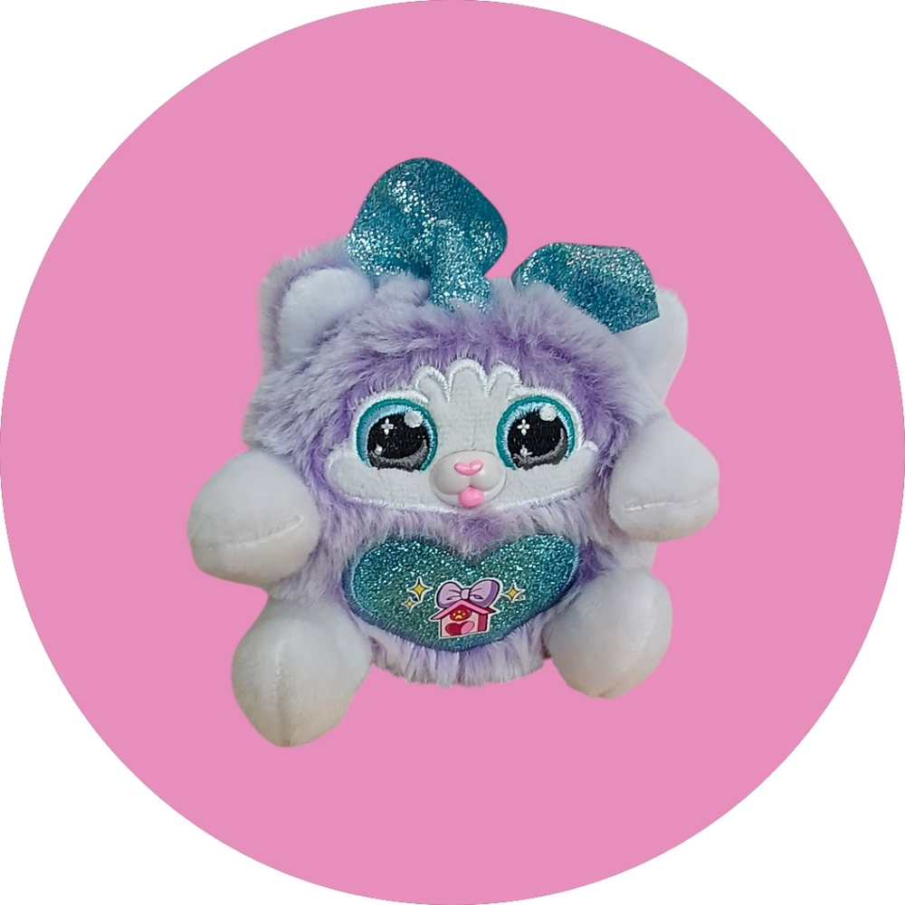 Zuru Rainbocorns Sparkle Heart 4" Kitten plush purple & blue.